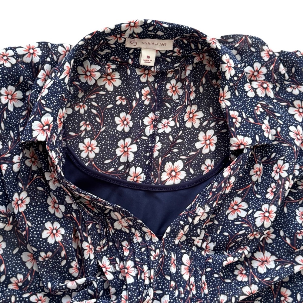 Dress “db Established 1962.” Navy Blue/Pink Dogwood Flowers. A-Line / Cami Slip. - Picture 16 of 16